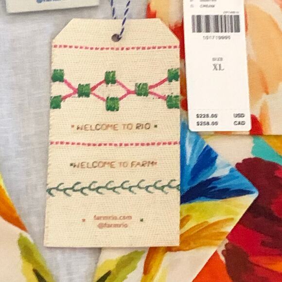 XL-Farm Rio Anthropologie Womens Shirt Dress XL Linen Blend Floral Button Front - Picture 11 of 15